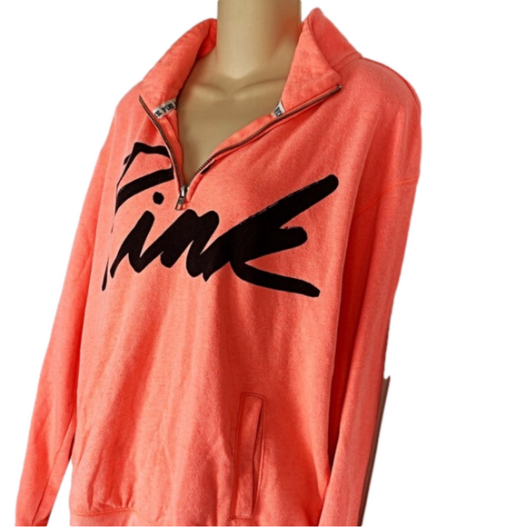 PINK- by Victoria Secret Salmon Pink Sweatshirt - Picture 2 of 5
